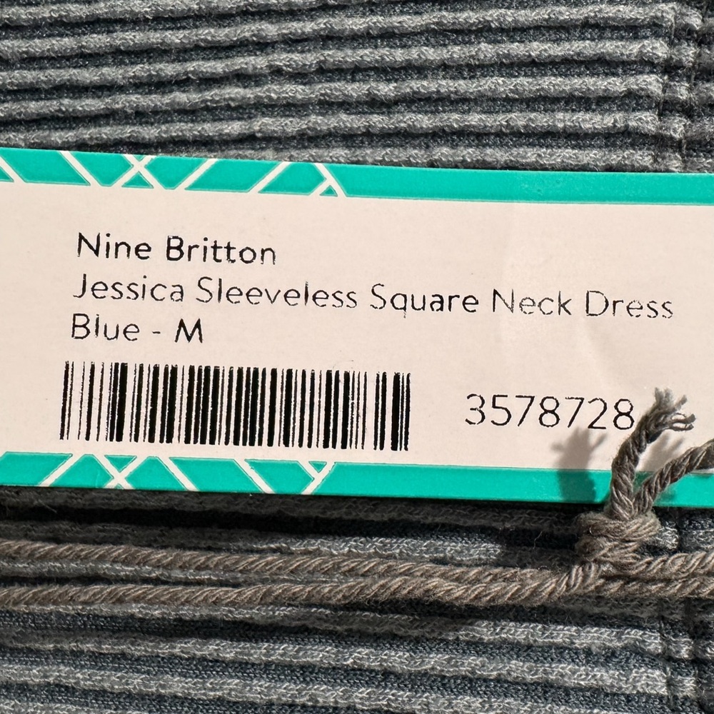 Nine Britton Stitch Fix Sleeveless Square Neck Ribbed Midi Dress Blue Sz Medium - Picture 9 of 12